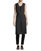Long Belted Pinstriped Vest