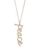 14k Rose Gold Diamond Peace Charm Necklace
