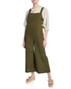 Sleeveless Linen-blend Wide-leg Jumpsuit