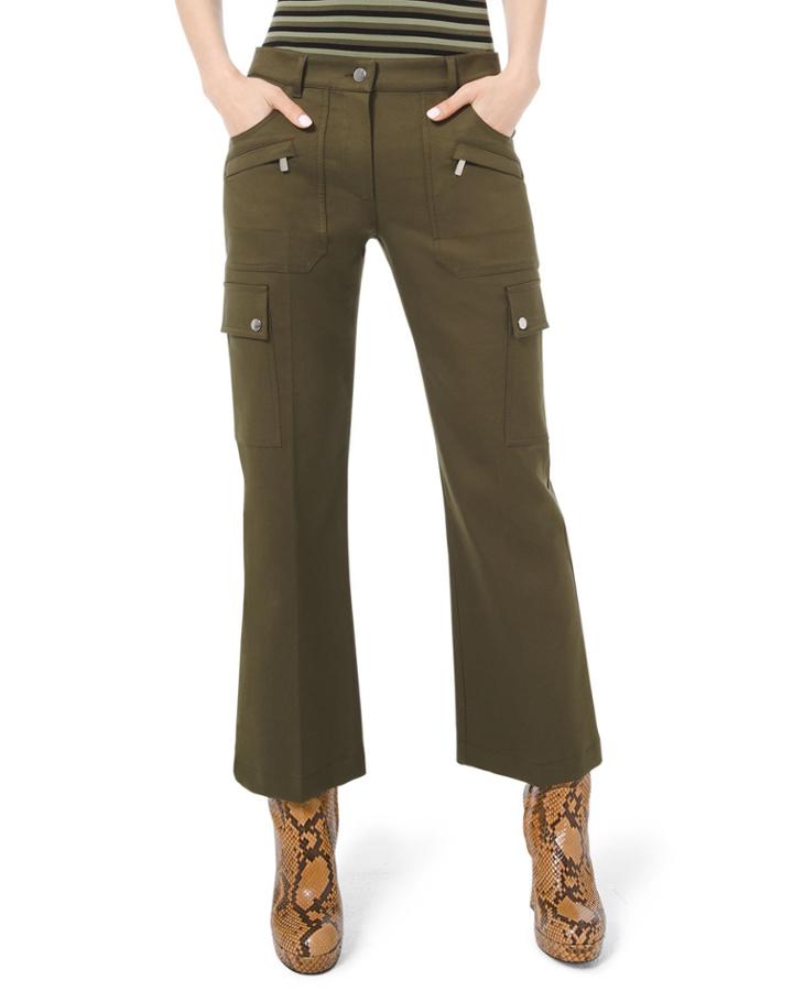 Cotton Twill Cargo Flare Pants