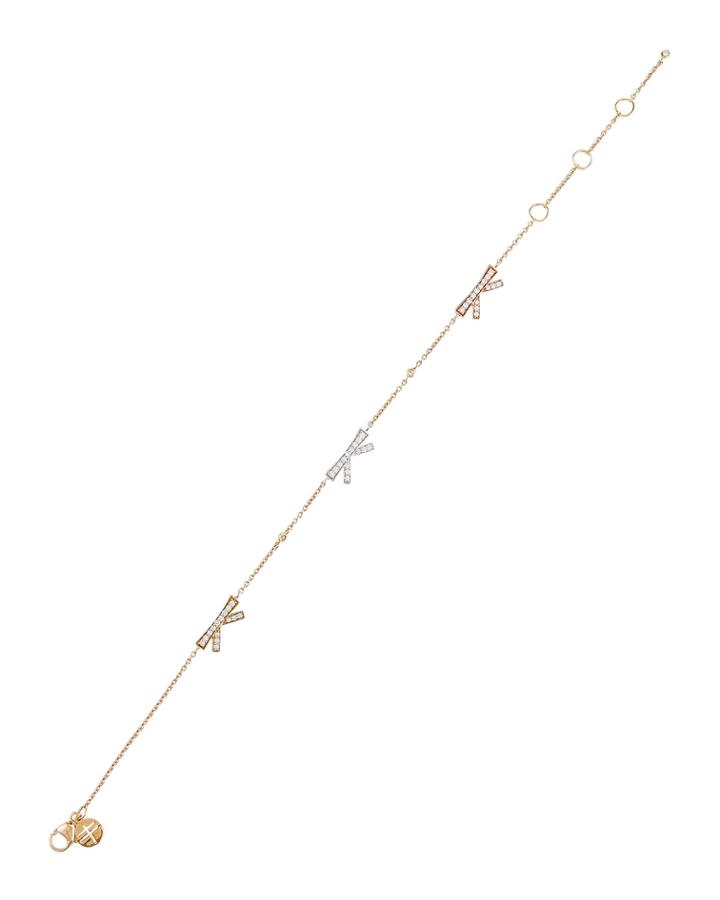 18k Tricolor Diamond Bow-station Bracelet
