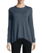 Long-sleeve Handkerchief-hem Wool Top,