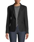 Club Wool Single-button Jacket, Black