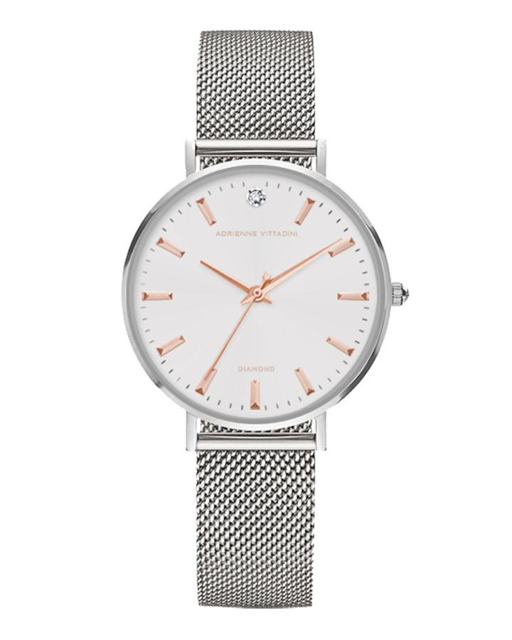 34mm Crystal Watch With Mesh Bracelet,
