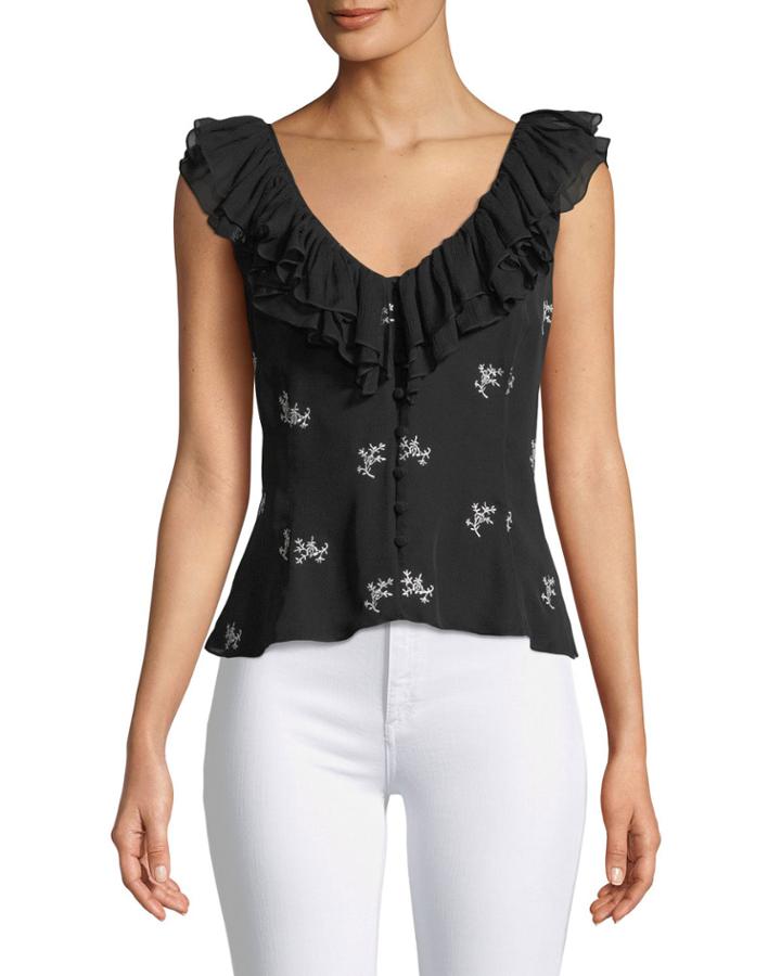 Gia Embroidered Ruffle Top