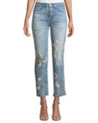 Zoeey High-rise Straight-leg Cropped Dip-out Jeans