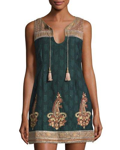 Svila Jacquard Sheath Dress, Dark