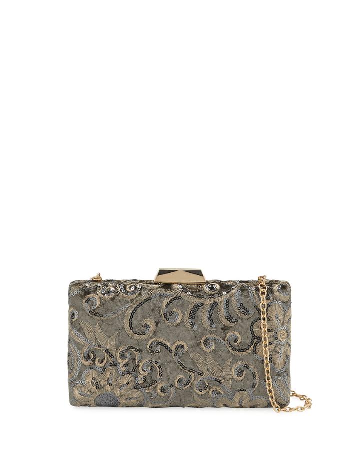 Sequined Velvet Minaudiere Clutch Bag