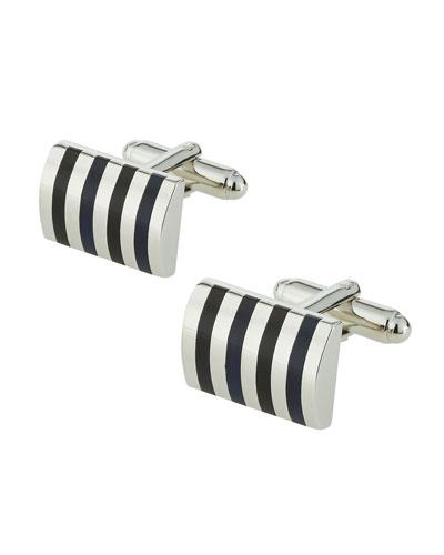 Rectangular Enamel-striped Cuff