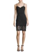 Sleeveless Beaded Lace Hem Slip Cocktail Dress