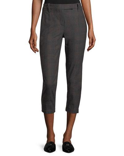 Plaid Wool-blend Cigarette Pants