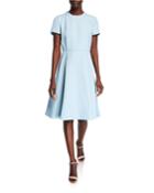 Pleated A-line Wool/silk Dress