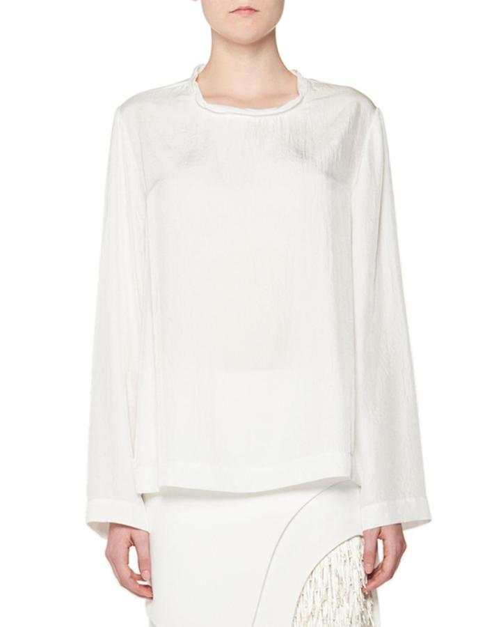 Twisted-neck Oversized Long-sleeve Tee