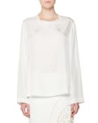 Twisted-neck Oversized Long-sleeve Tee