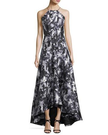 Strappy-back High-low Floral Gown