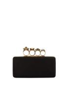 Knuckle Grain Leather Clutch Bag, Black