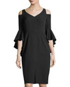 Cold-shoulder Ruffle-sleeve