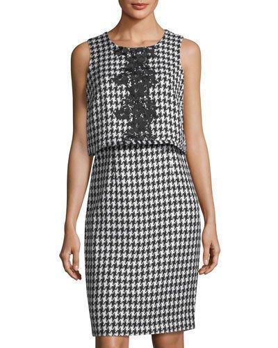 Houndstooth Popover Sleeveless Dress