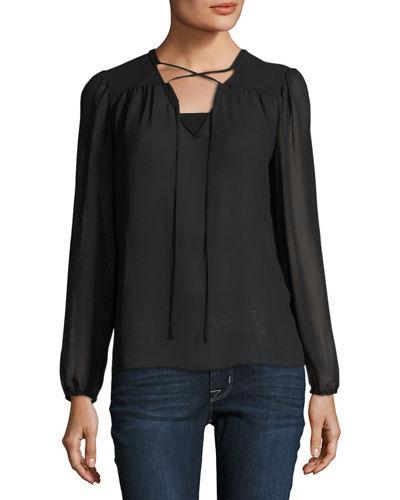 Lace-up Chiffon Top