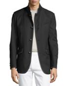 Men's Military-style Textured Blazer Jacket