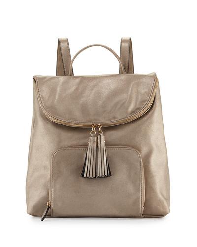 Metallic Faux-leather Double Backpack