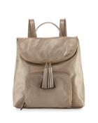 Metallic Faux-leather Double Backpack