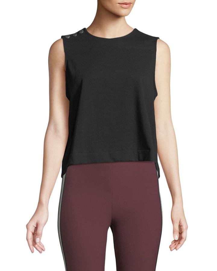 Brit Sleeveless Crewneck Crop Top W/