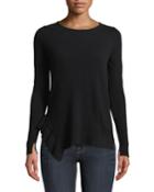 Side-ruffle Long-sleeve Cashmere