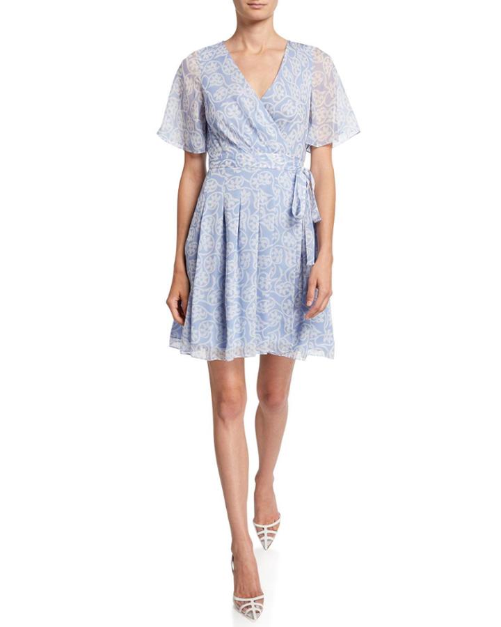 Katina Vine-print Silk Wrap Dress