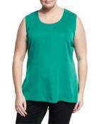 Scoop-neck Knit Tank, Green,