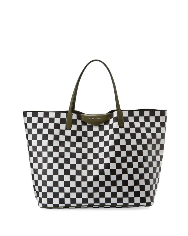 Antigona Large Checkered Canvas Tote Bag