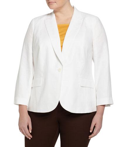 Renata One-button Linen Jacket, White,