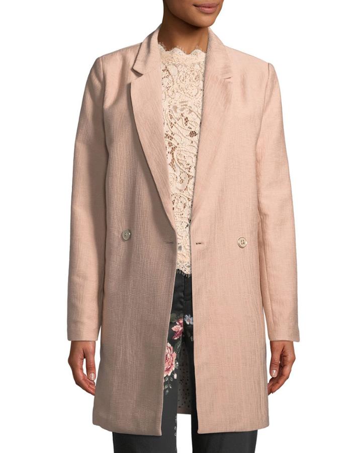 Asymmetric 3/4 Length Textured Blazer