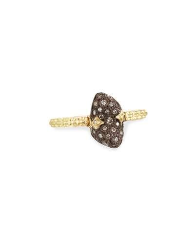 Old World Bean Ring W/ Champagne Diamonds,