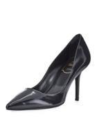 Leather Pointed Pump, Black