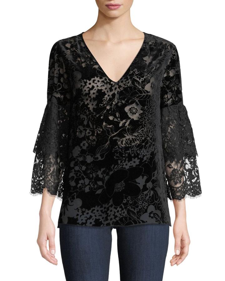 Eureka Burnout Velvet Top W/lace