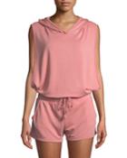 Terry Cloth Sleeveless Hooded Romper