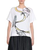 Ribbon & Charms Large-print Cotton Crewneck T-shirt