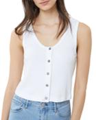 Dolly Button-front Ribbed Crop Tank
