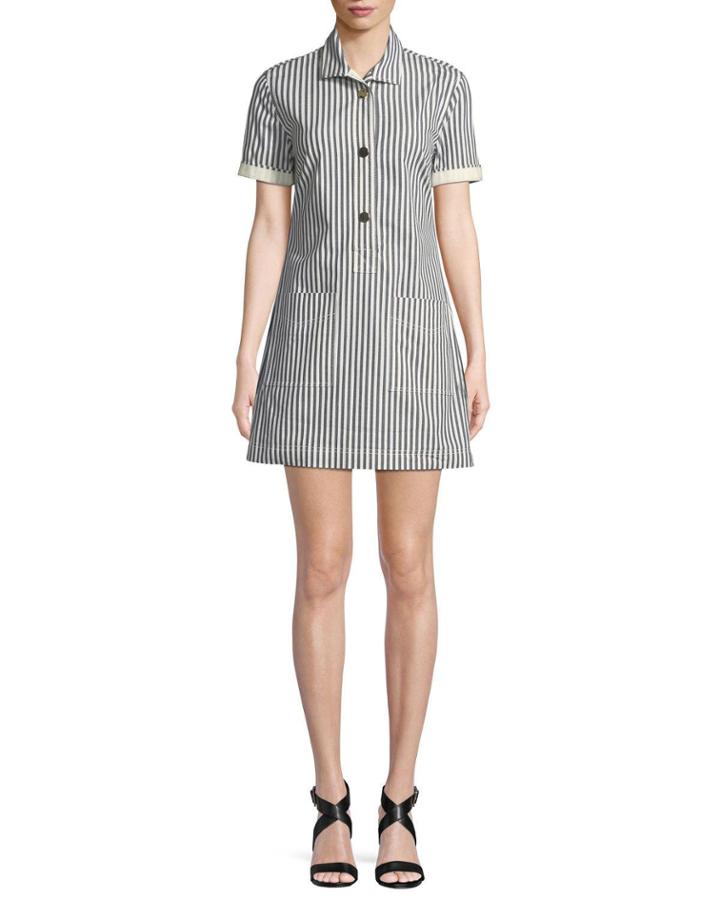 Striped Button-front Utility