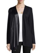 Relaxed Waterfall Jacket With Leatherette Panel