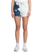 Bleached High-rise Distressed Denim