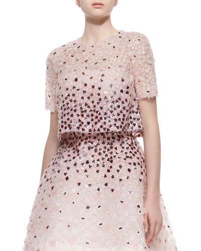 Sequined Floral-embroidered Split-back Jacket, Petal