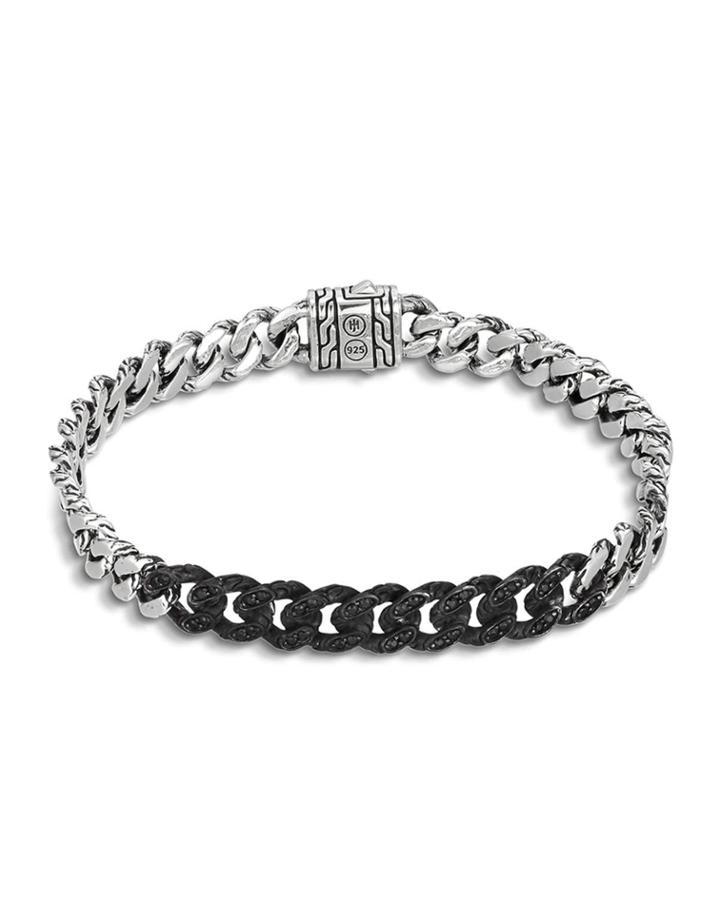 Classic Chain Silver Lava Gourmette Link Bracelet,