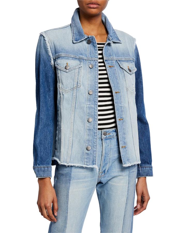 Le Reconstruct Fringe-hem Denim Jacket