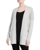 Organic Cotton/silk V-neck Button-front Boyfriend Cardigan
