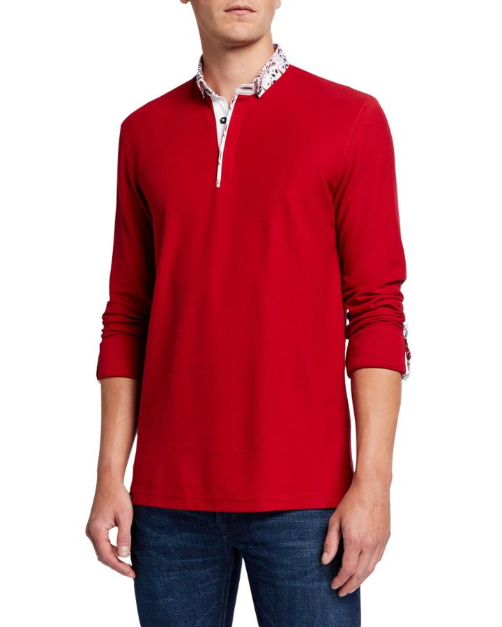 Men's Newton Flower Long-sleeve Polo