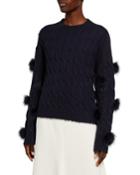 Fox-fur-sleeve Cashmere-blend Knit