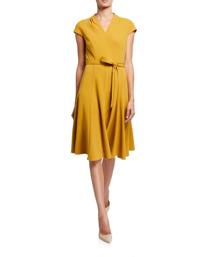 Belted Fit-&-flare Dress