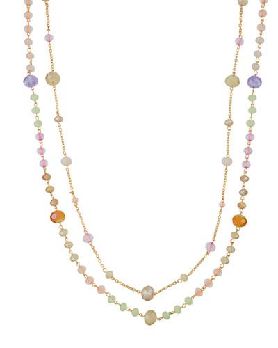 Simulated Crystal Double-strand Necklace, Pink